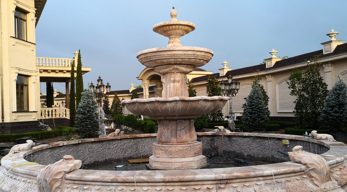 The Three-Story Fountain In The Garden Of The Presidential Palace