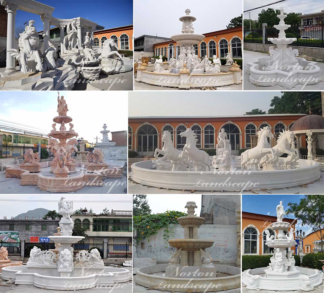 White marble lion water fountain