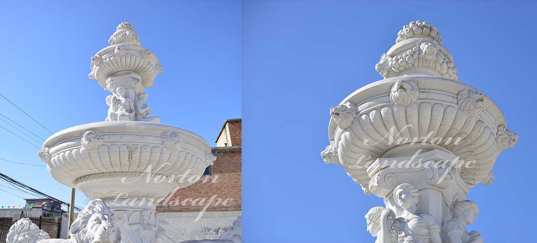 White marble lion water fountain