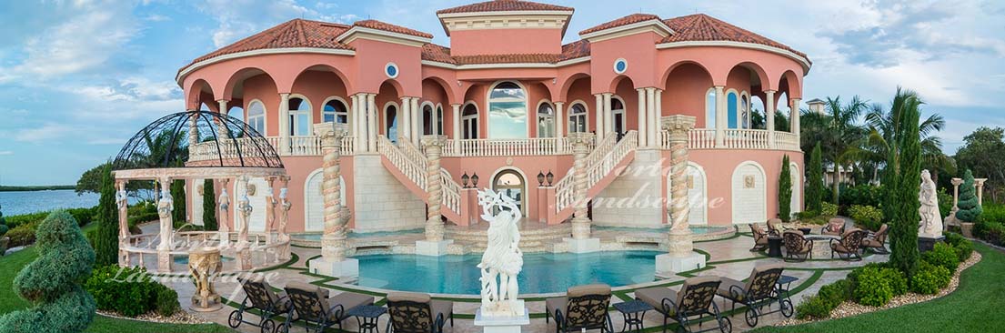 marble gazebo with woman statue