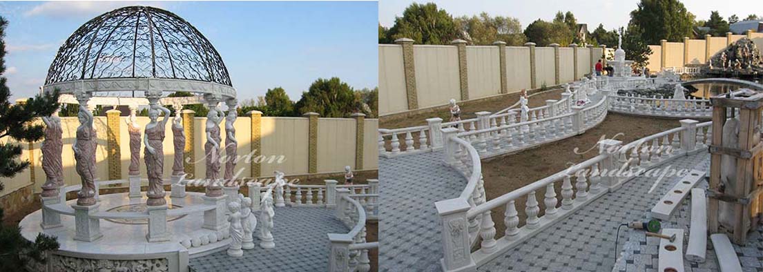 European style marble gazebo with woman statue