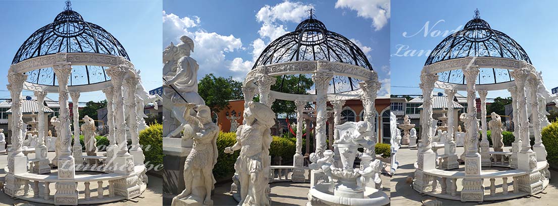 Carved pattern marble gazebo