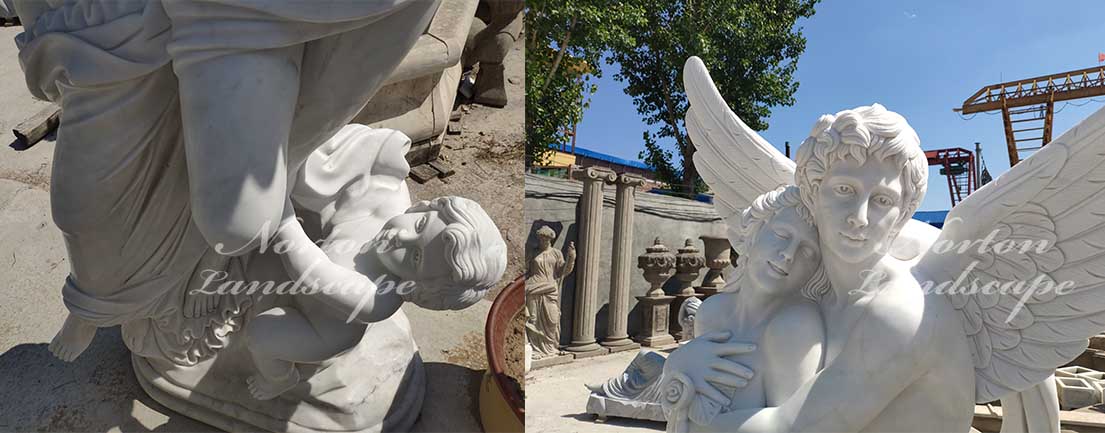 Marble angel couple love sculpture
