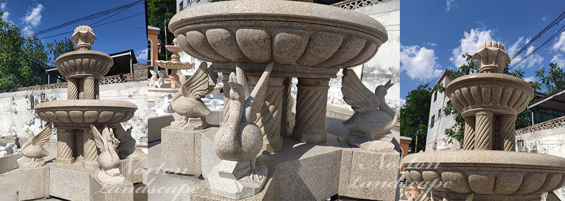 Large granite swan fountain