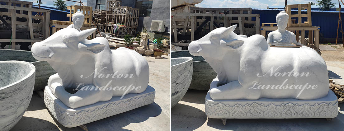 Marble bull sculpture