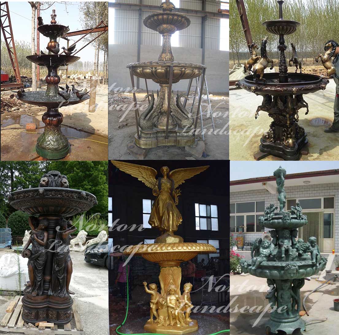 Bronze woman statues fountain