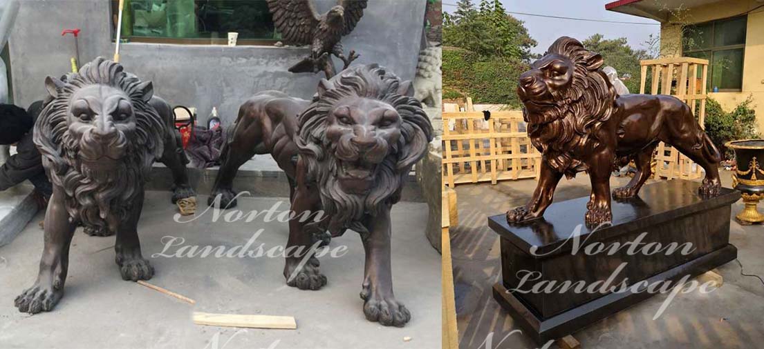Bronze lion sculpture