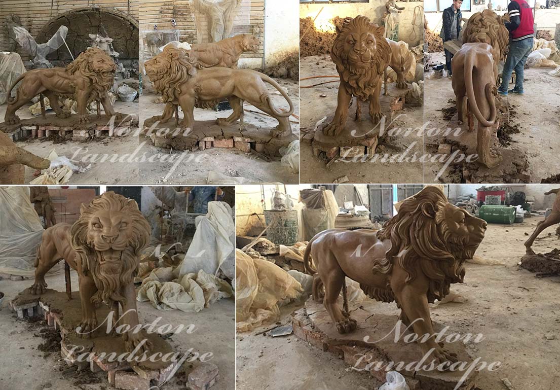 Bronze lion sculpture