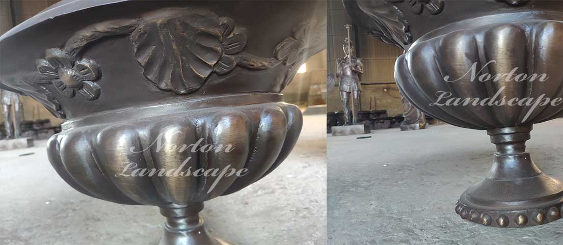 Hand-carved bronze flowerpot