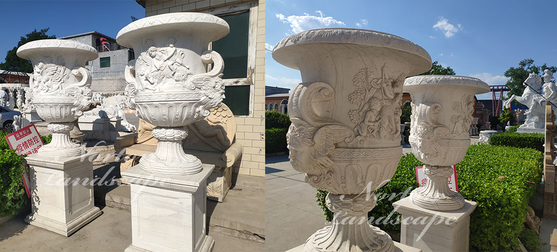 white marble flowerpot