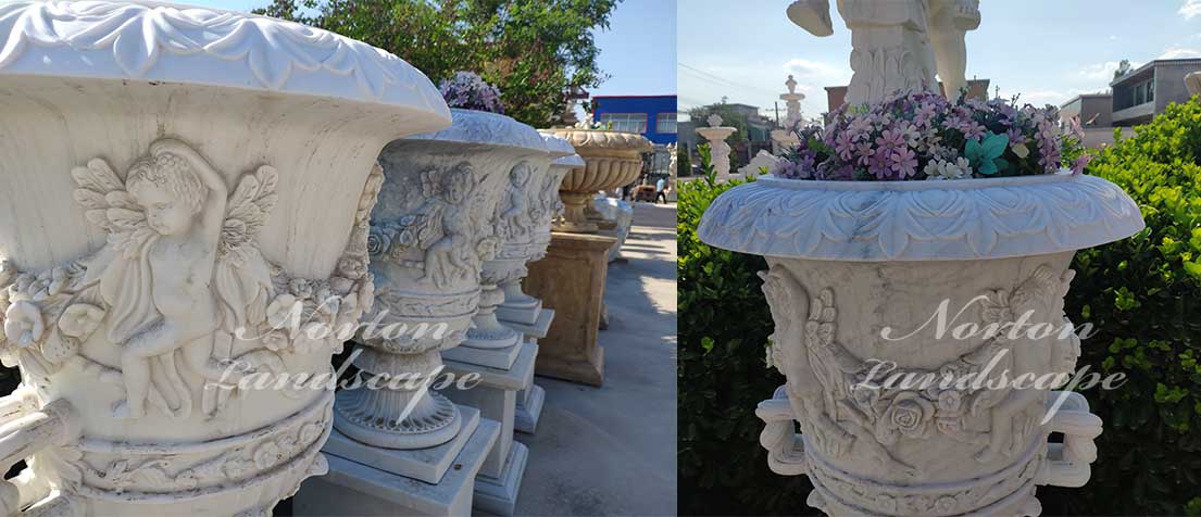European style white marble flowerpot