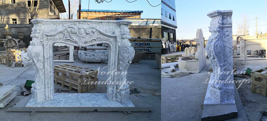 Carved marble fireplace