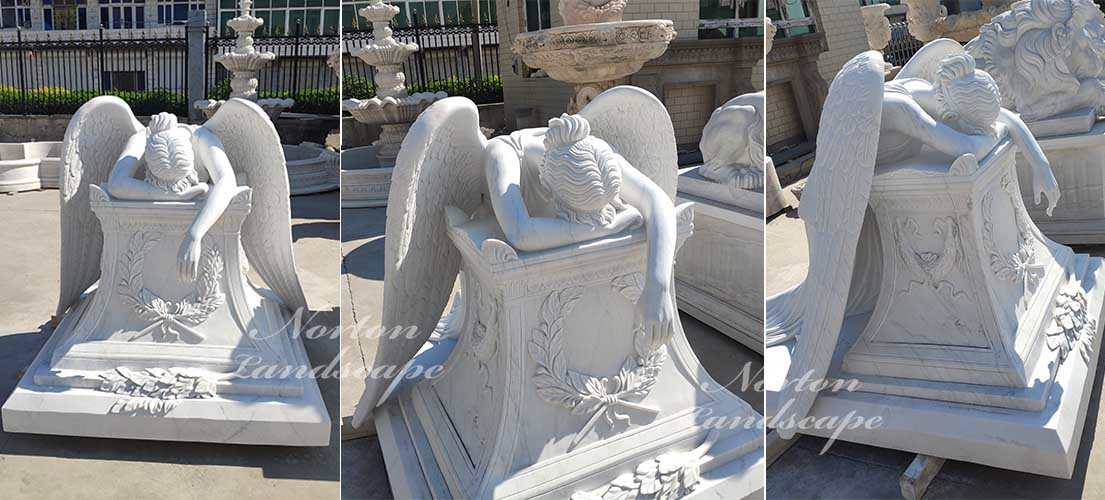 Weeping angel tombstone sculpture