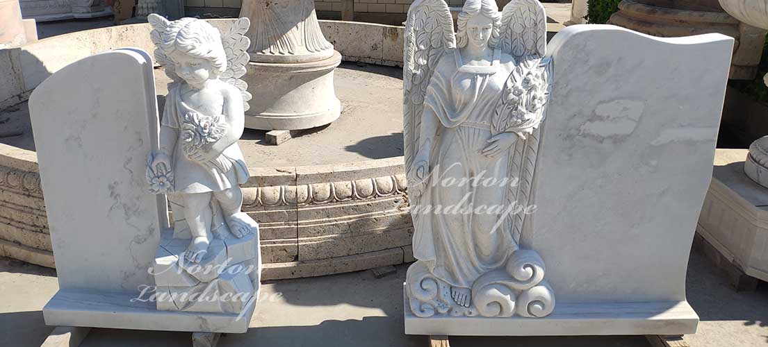 Weeping angel tombstone sculpture