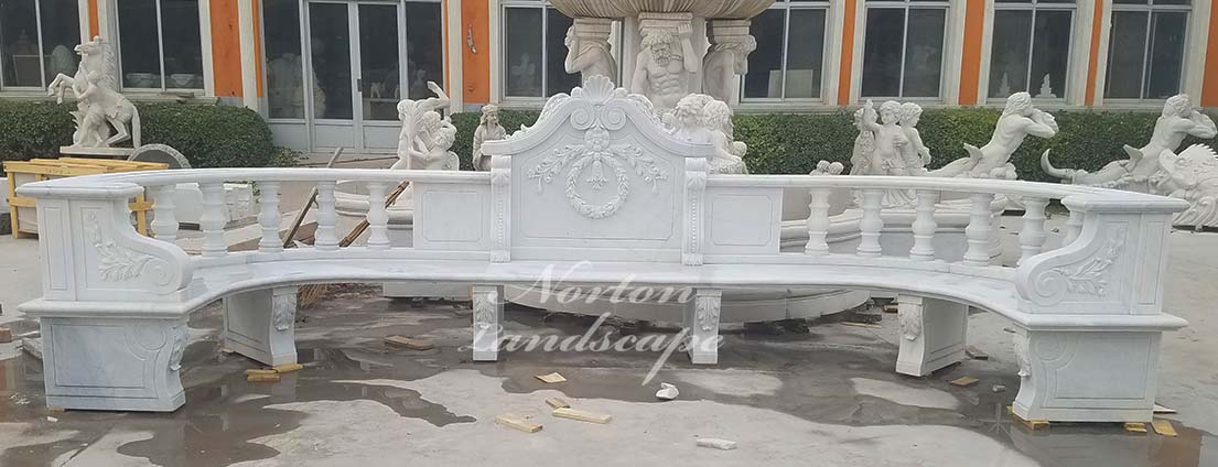 white marble table and bench