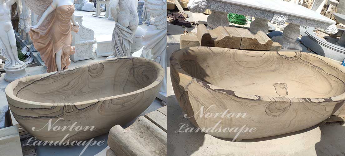 Wood grain sandstone bathtub