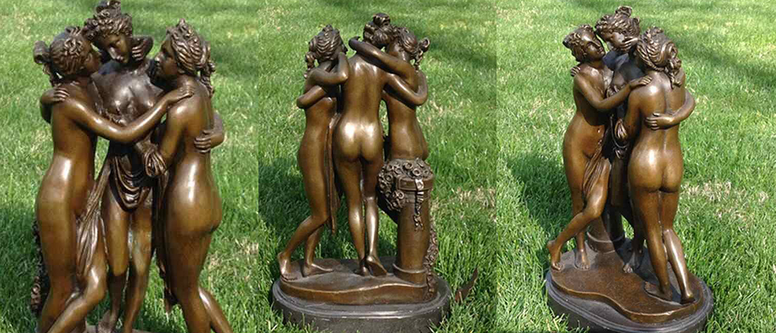 bronze three beauty sculpture
