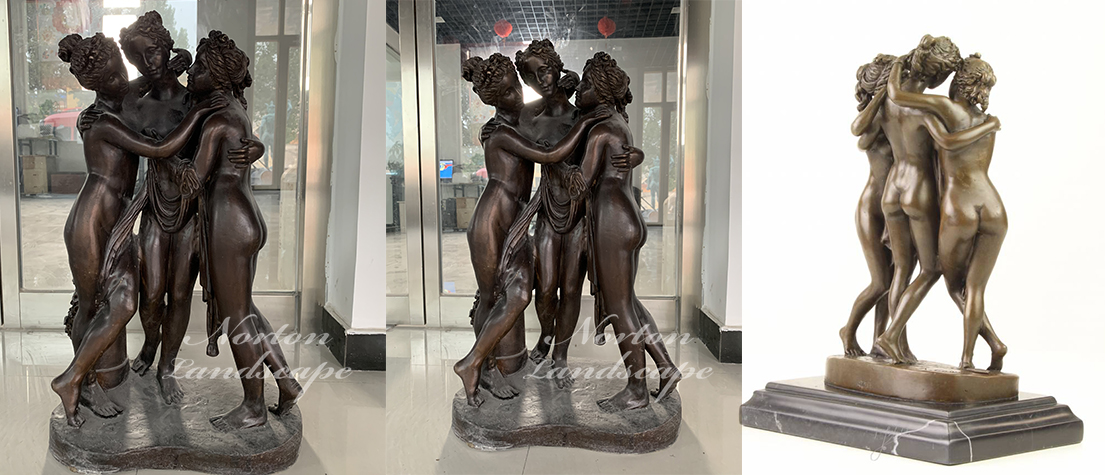 bronze three beauty sculpture