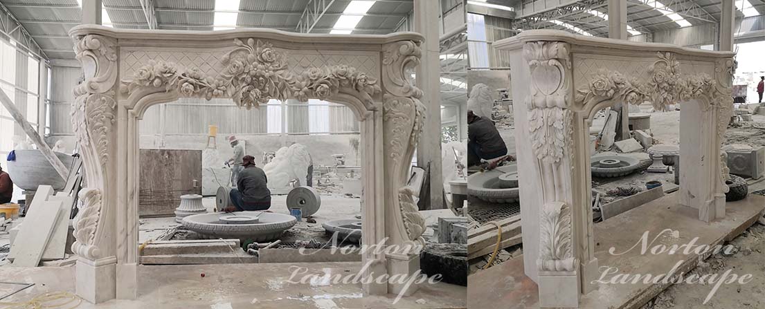 European style luxury carved fireplace