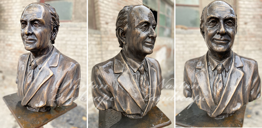 bronze man bust statue