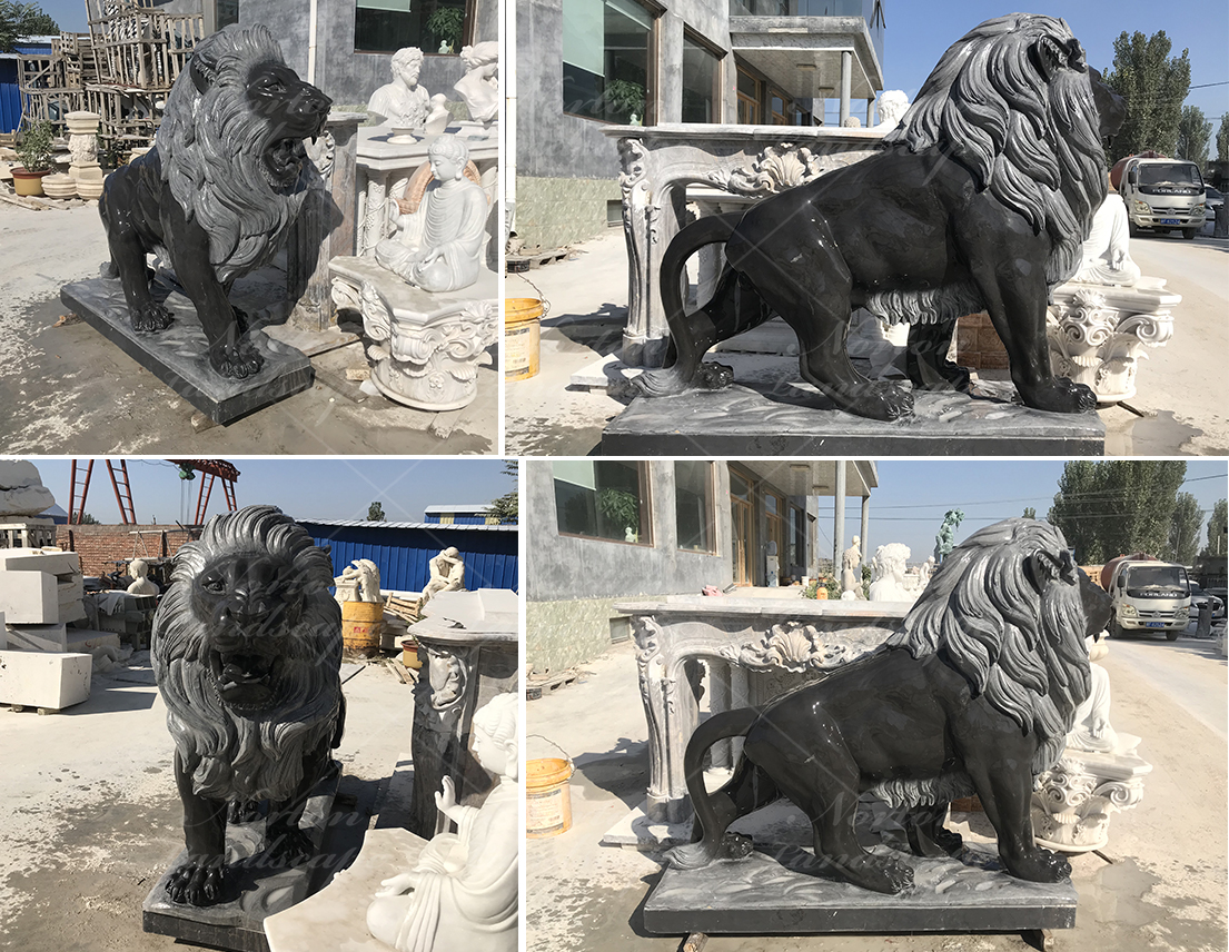black marble lion statue
