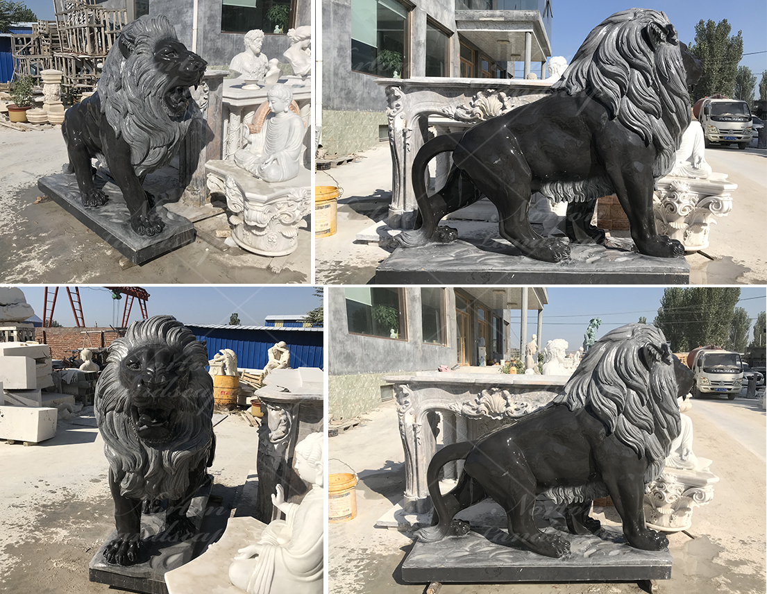 black marble lion statue