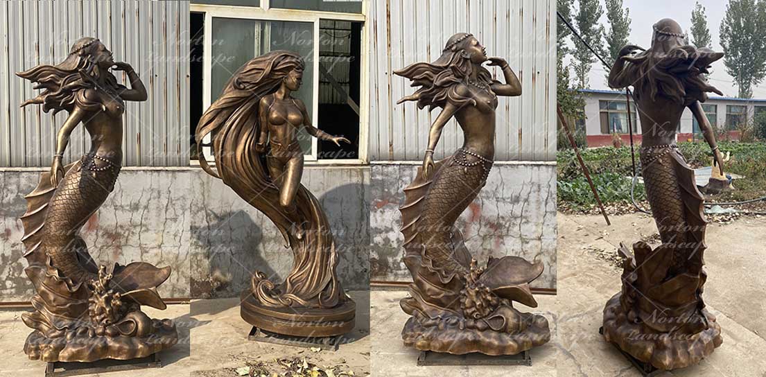 bronze mermaid statue