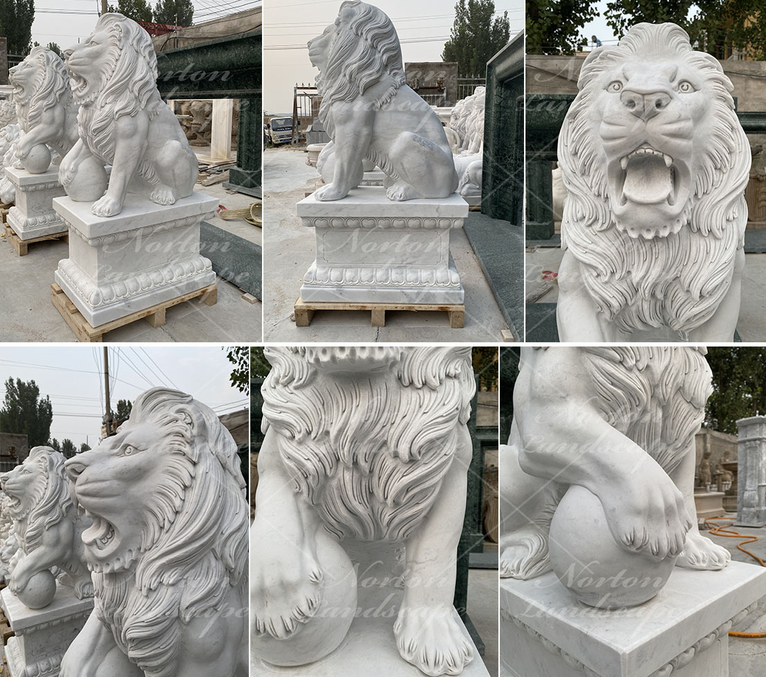 White marble lion statue