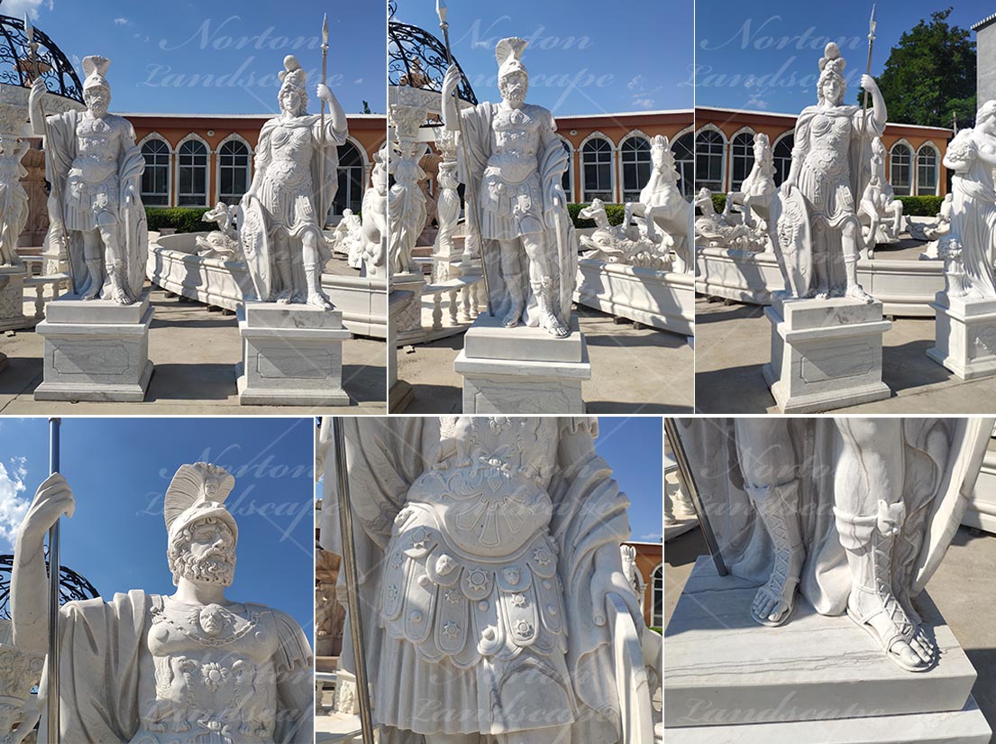Marble roman soldier statue