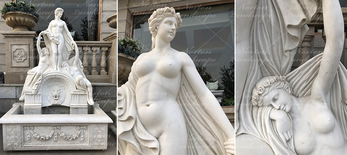 Nude lady marble wall fountain