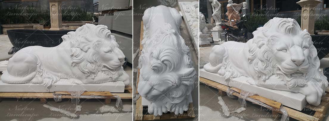 Marble lion sculpture