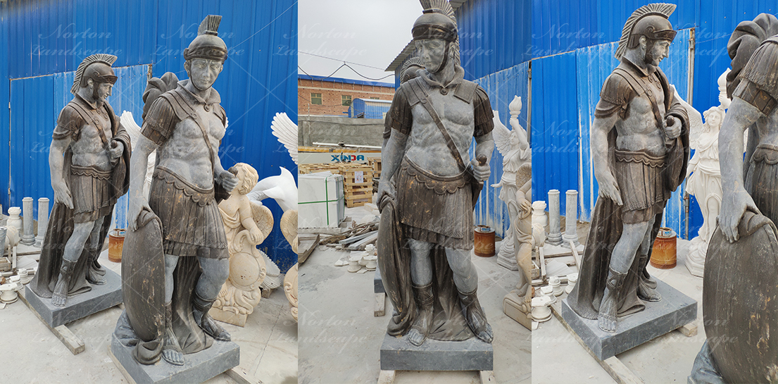 Antique marble soldier statue