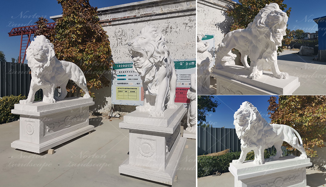 Large marble lion statue