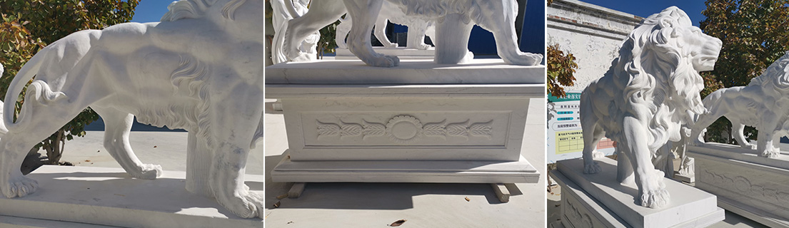 Large marble lion statue