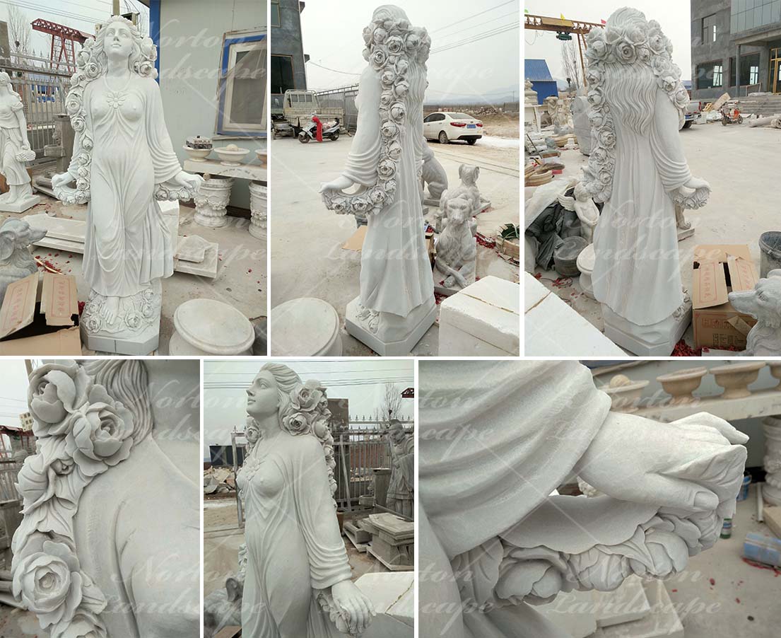 Marble woman flowers statues