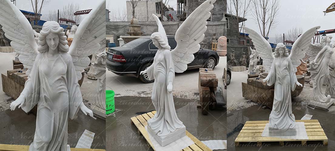White marble angel statues