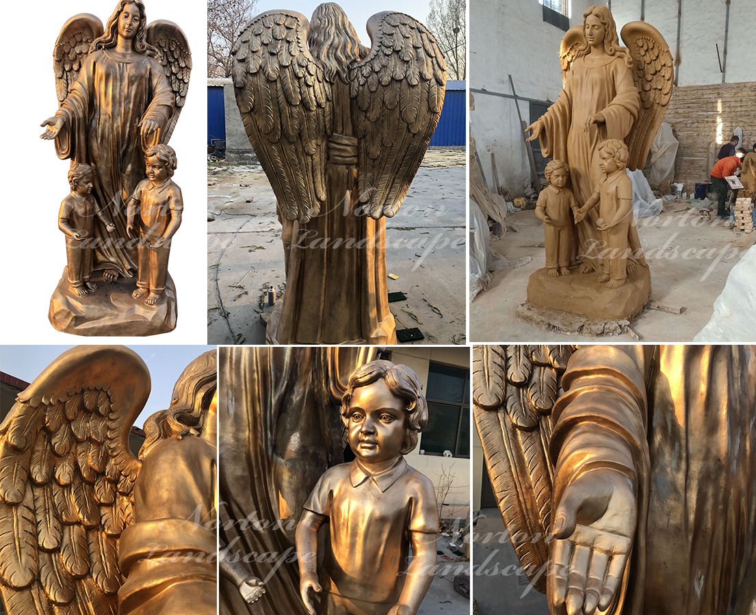 Brass angel and children statues