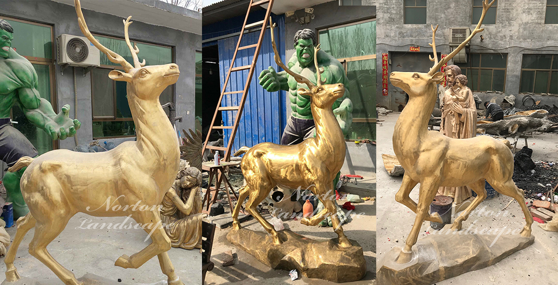 Brass deer statue