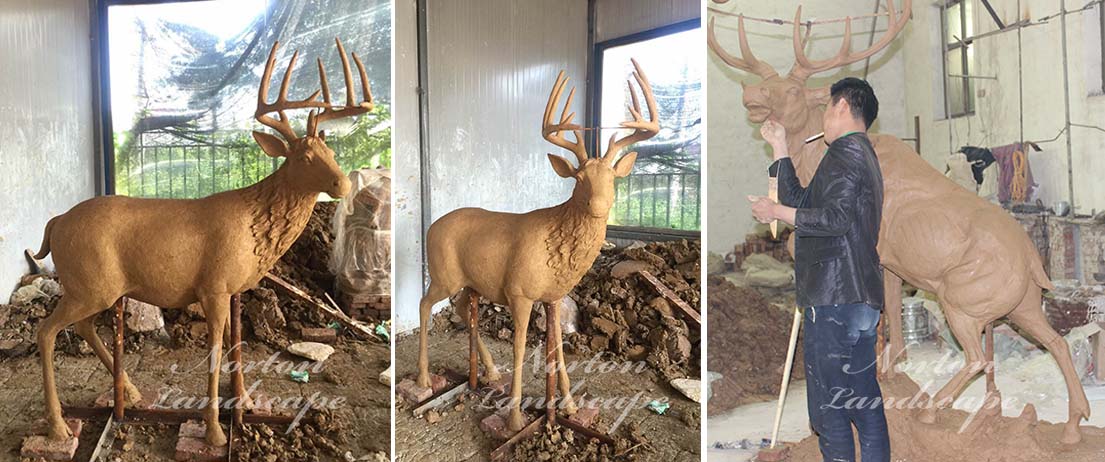 Brass deer statue
