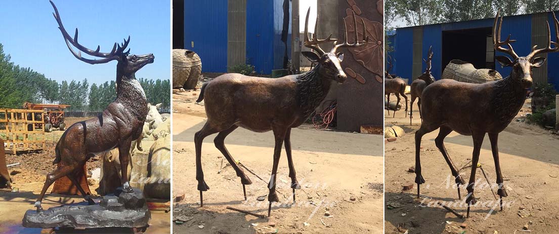 Bronze deer sculpture