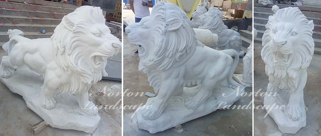 Natural stone lion statues