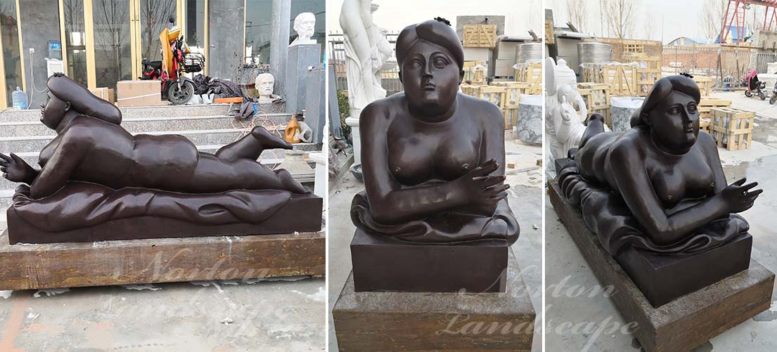 Fernando botero nude fat lady bronze statue