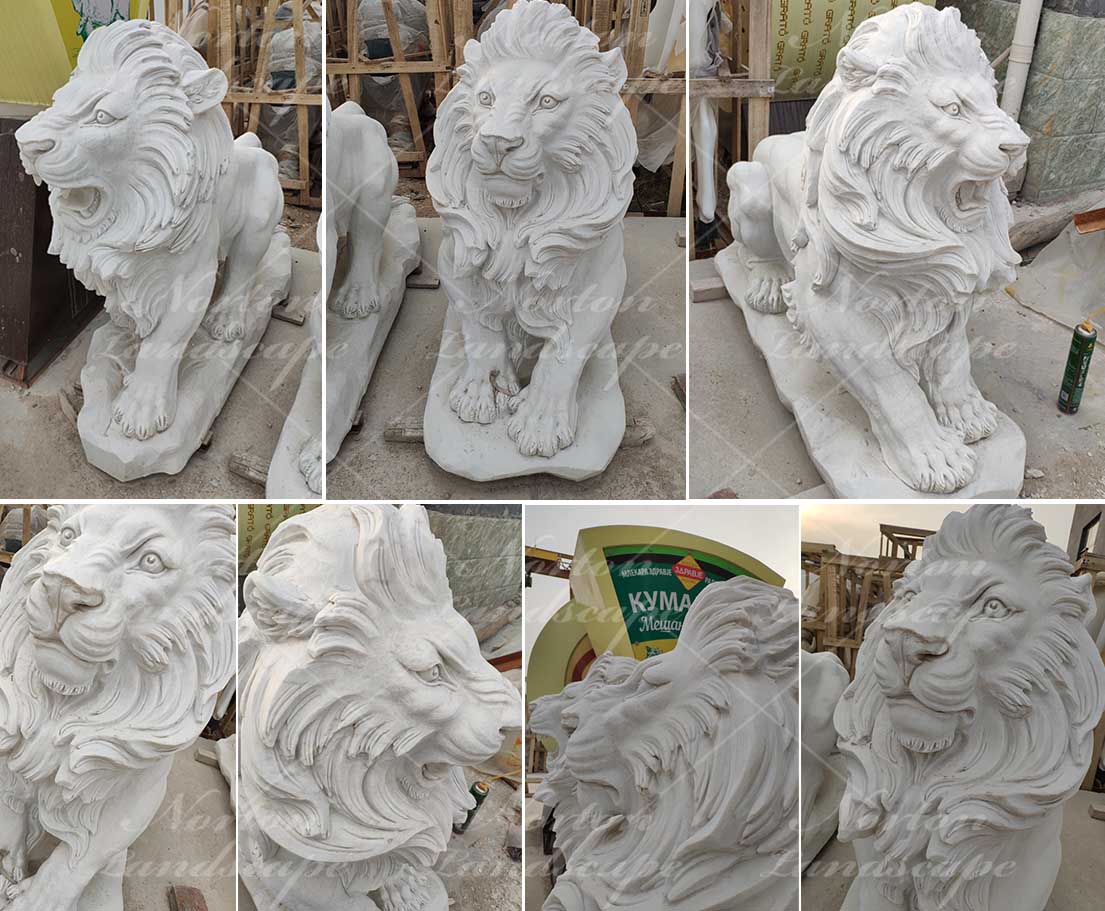 Marble lion statue