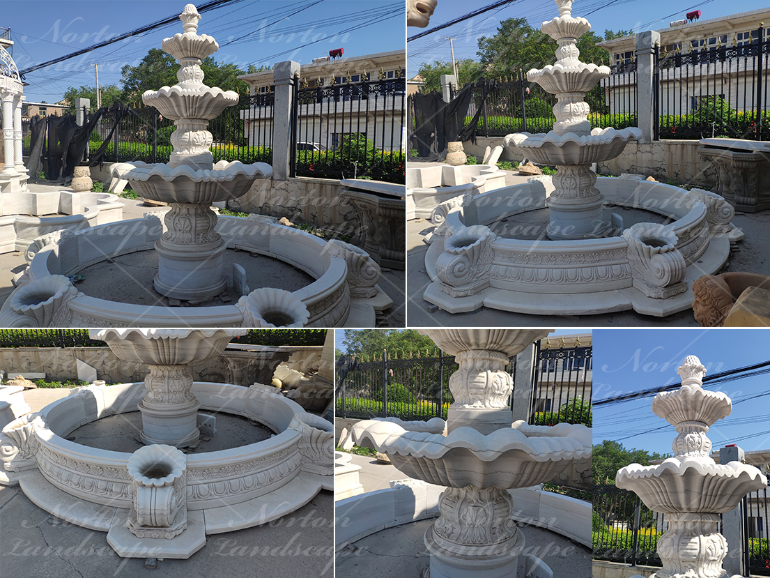 White marble water fountain