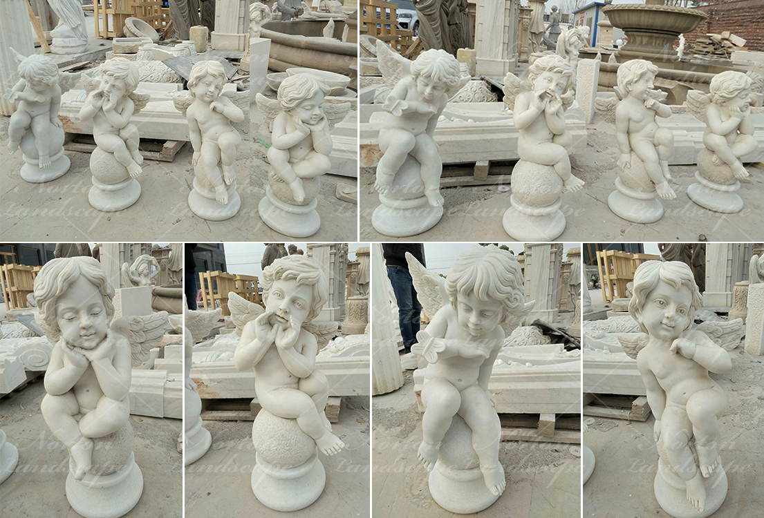 Marble cherub statue