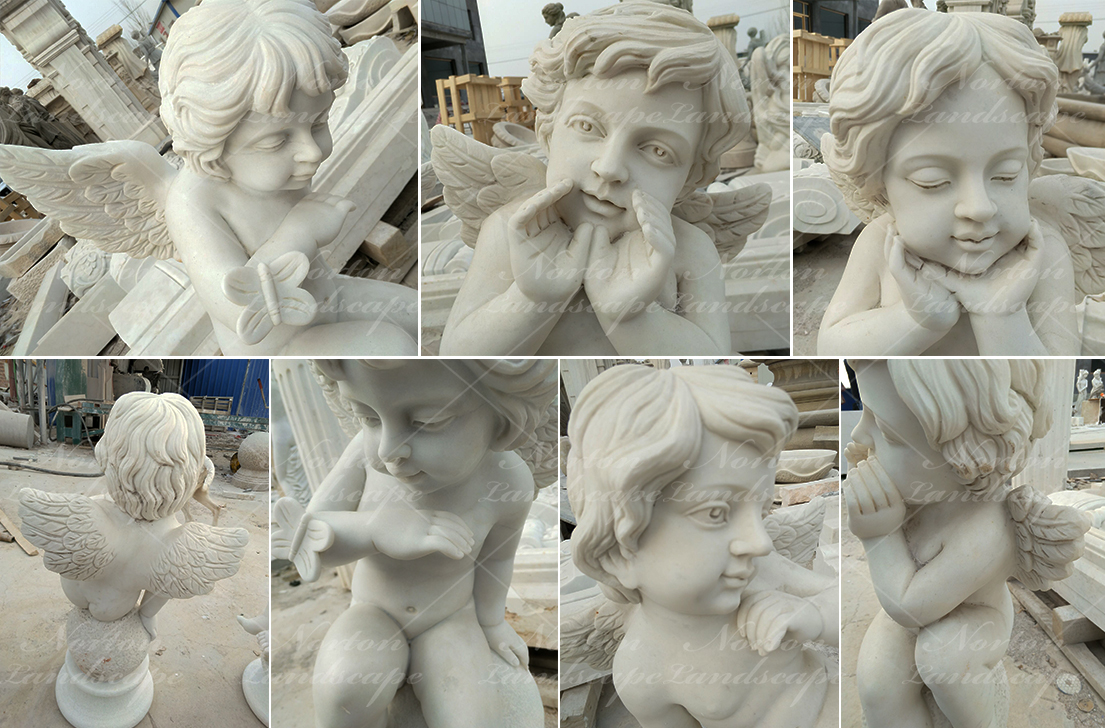 Marble cherub statue