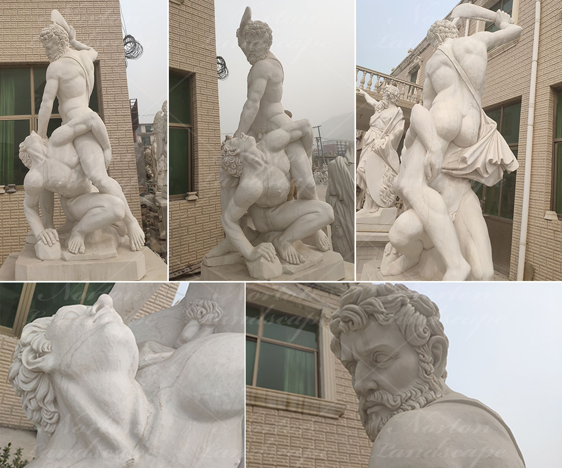 Marble Roman man fighting statue