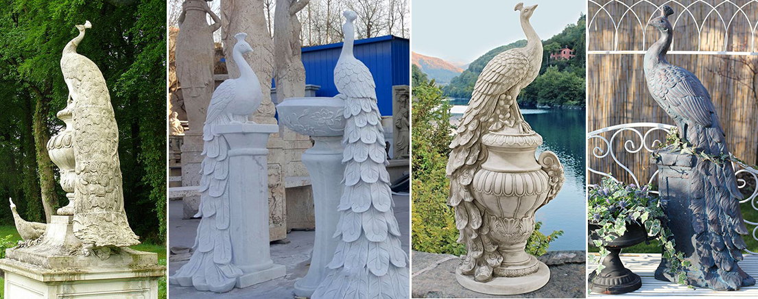 Marble peacock statue