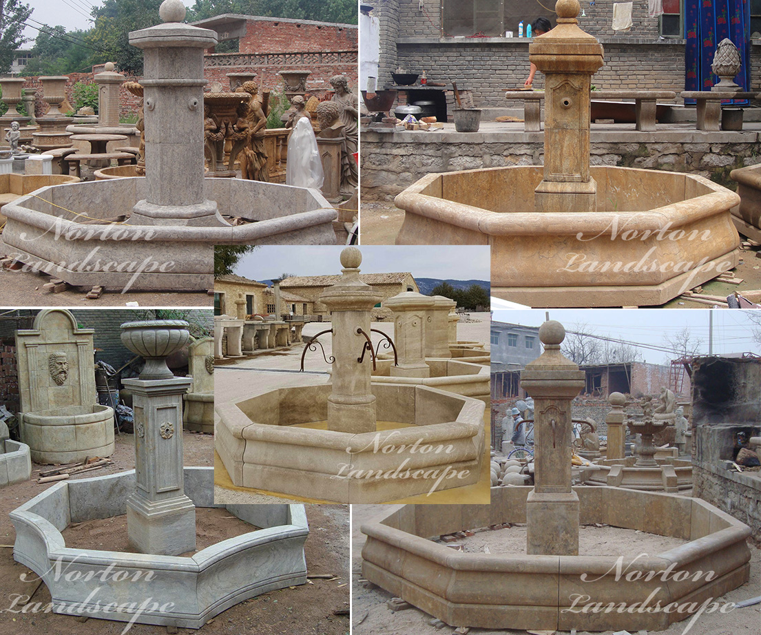 Antique stone marble fountain