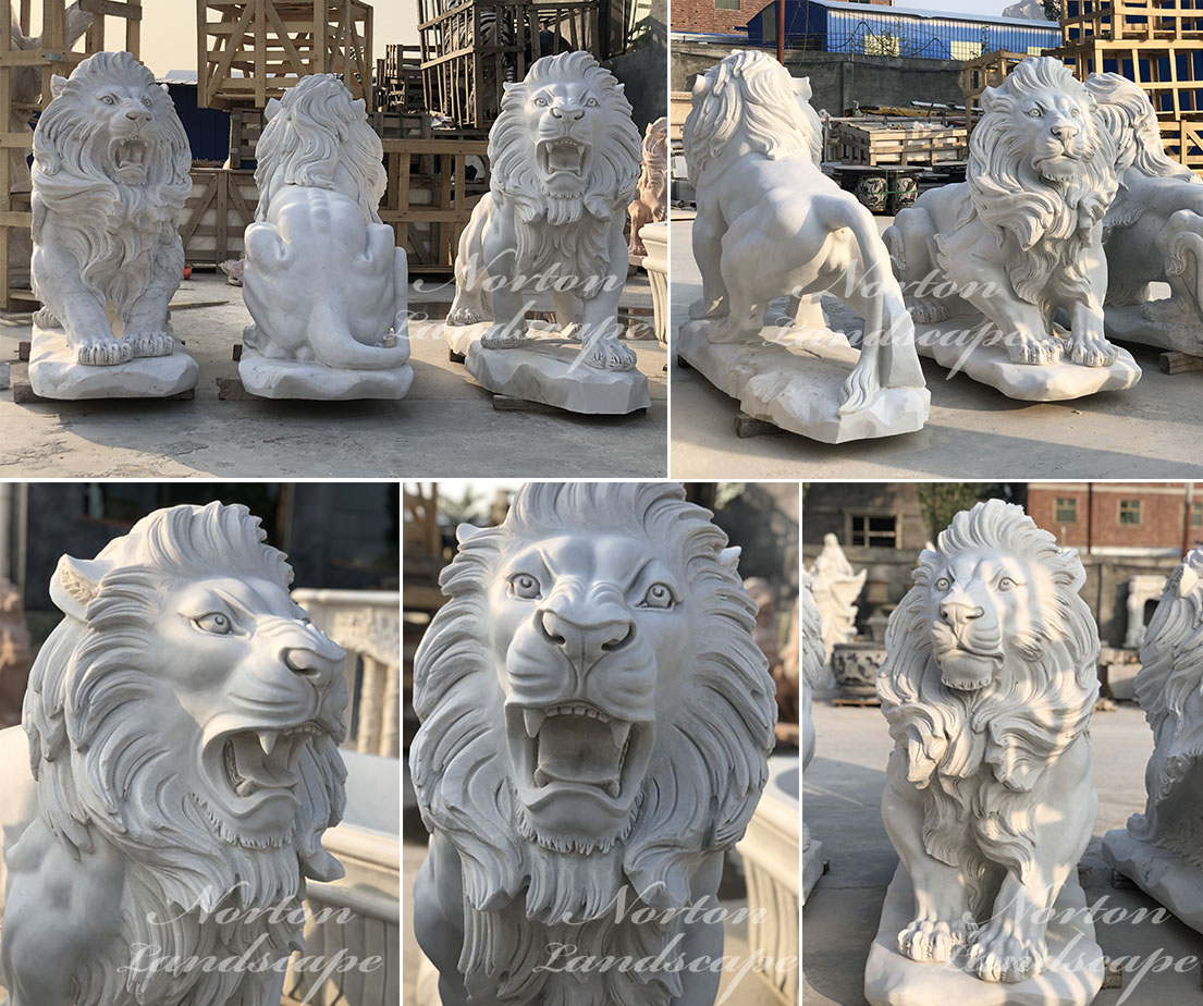 Custom stone lion statues